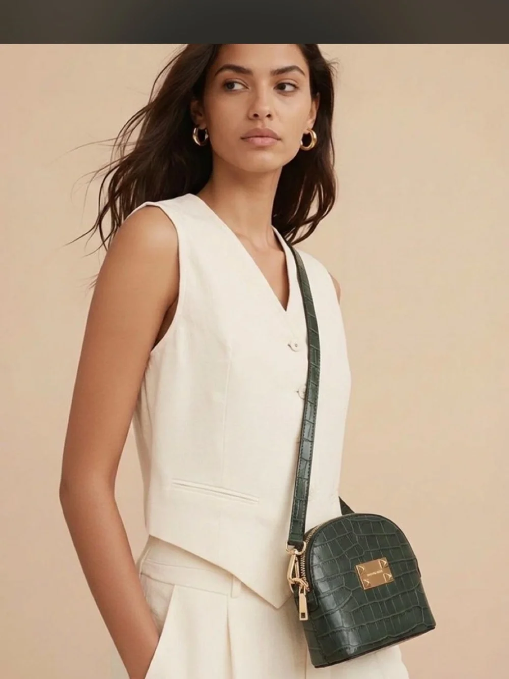 Valentino by Mario Valentino Croc-Embossed Dark Green Camera Bag #luxury #design
